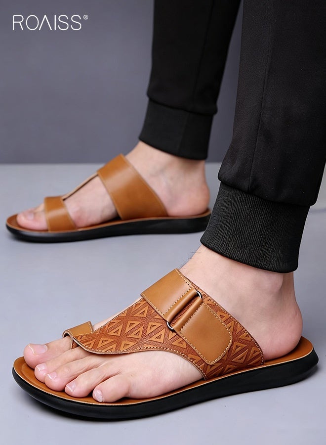 roaiss Men's All Match French Soft Slippers Versatile Flip-Flops for Beach and Outdoor Wear Non-slip Soles, Superior Comfort Casual Fashionable Brown - Image 1